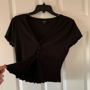 Rue 21 black frilly top with buttons